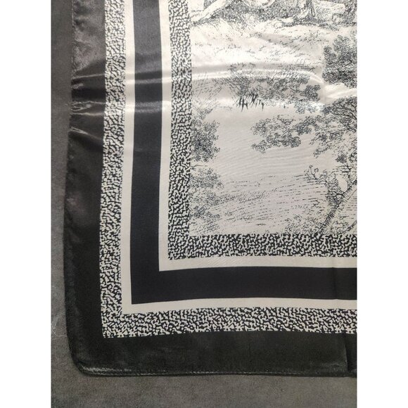 Black & White Affrican Animal Print Scarf 35x35 inch Satin Finish Square Design - Picture 9 of 13